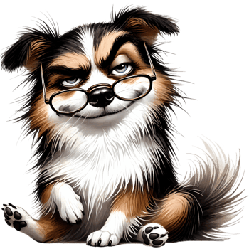 a cartoon dog wearing glasses and looking at the camera png