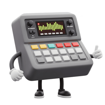 Cartoon Device Giving Thumbs Up with Signal Display and Buttons png