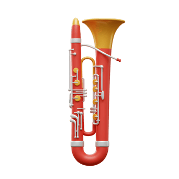 Bass Clarinet Illustration Isolated against White Backdrop Musical Instrument png