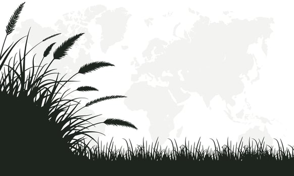 Whispers of the Wind A Silhouette of Wild Grasses. vector