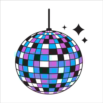 Bright sparkling disco ball icon. Isolated on white background. illustration. vector