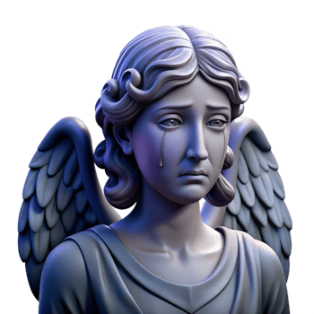 calm spectacular Portrait of a weeping angel statue, moonlight, gothic style 4K png