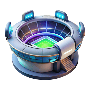 passionate immaculate A futuristic sports stadium with holographic displays, sleek design, bright lighting, perfect clarity png