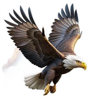 stunning peaceful artistic A majestic bald eagle soaring through a thunderstorm, dramatic lighting, realistic painting style flawless png