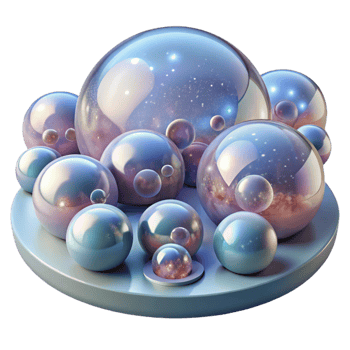 tranquil dramatic A field of translucent bubbles, each containing a miniature universe, illuminated by a soft, ambient light. Dreamlike, surreal style flawless png