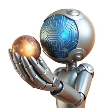 peaceful striking A chrome robot hand delicately holding a glowing orb of data, intricate circuitry visible beneath its polished surface, dramatic chiaroscuro lighting, Art Deco style original png