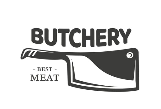 Barbecue logo with meat knife isolated on white background vector