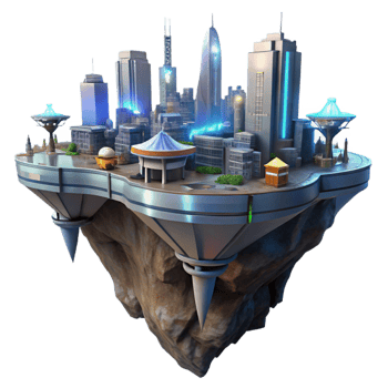 energetic glorious A futuristic city built on the side of a cliff, glowing lights and flying vehicles, cyberpunk style flawless png