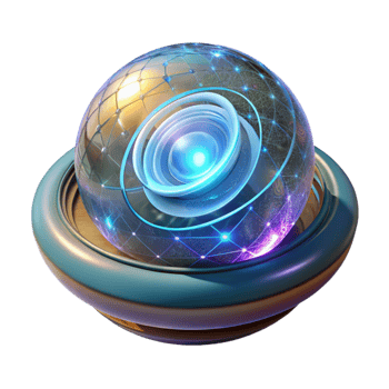 sumptuous unforgettable A levitating sphere emitting holographic data projections, intricate patterns swirling around it, illuminated by internal glowing light, in a futuristic, abstract style png