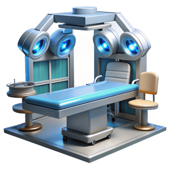 wonderful avant garde A futuristic hospital operating room, sterile lighting, photorealistic, concept art, 8K png