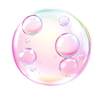 Iridescent soap bubble with smaller bubbles inside on a transparent background Concept of fragility, purity, and childhood dreams png