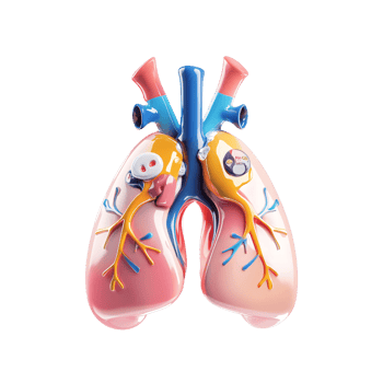 Anatomical 3D rendering of human lungs with bronchi and trachea on a transparent background Concept of respiratory system, pulmonary health, and medical illustration png