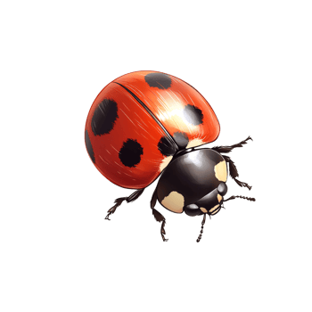 Detailed illustration of a vibrant red ladybug with black spots on a transparent background Concept of nature, insect, and spring png