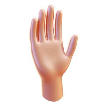 3D rendering of a stylized hand with an open palm on a transparent background, concept of stop, help, or high five png