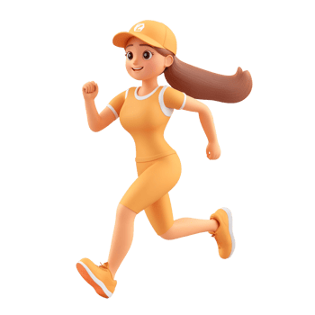 Animated woman in sportswear running on transparent background Concept of fitness, exercise, and healthy lifestyle png