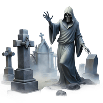 pristine ethereal creative A mysterious Banshee wailing in a foggy graveyard, moonlight filtering through the mist, Gothic horror style artisan png