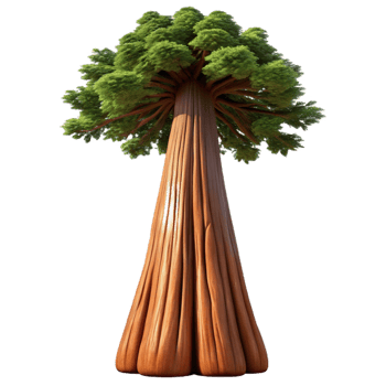 iconic tropical A giant sequoia tree, viewed from below, dappled sunlight, photorealistic style ultra HD png