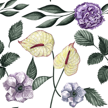 Watercolor seamless pattern with different wild flowers. Cute floral pattern perfect for textile design. Cute background for wallpaper. Meadow with flowers. png