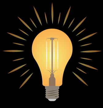 A light bulb that burns. Electric lamp, electricity. Color style. vector