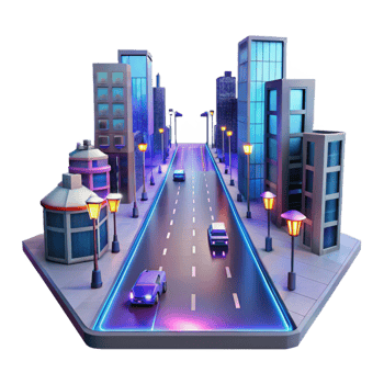 intense elegant Cyberpunk city street with holographic advertisements and flying vehicles, neon lights reflecting on wet pavement, futuristic style refined png