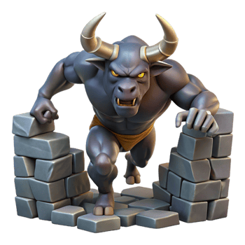 inspired traditional A fearsome minotaur charging through a labyrinth of crumbling stone walls, harsh spotlighting, in a dynamic graphic novel style exclusive png