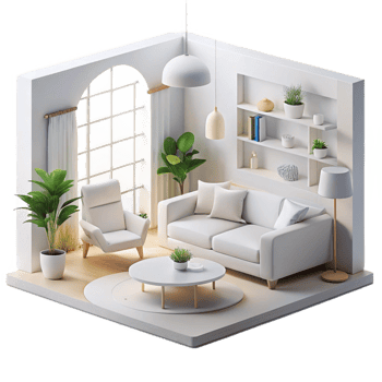 celebrated minimalist A sleek, minimalist apartment interior, white walls and furniture, natural light, Scandinavian design, architectural visualization detailed png