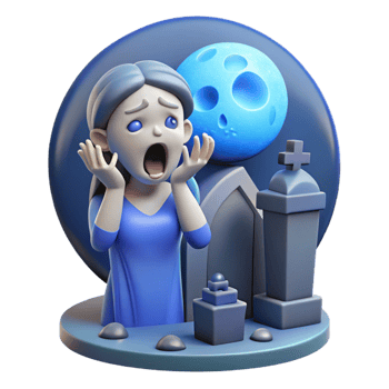 extraordinary traditional A sorrowful banshee wailing in a graveyard, eerie blue moonlight, gothic style premium png