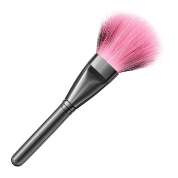 Pink blush brush with black handle on a transparent background Concept of beauty, makeup, cosmetics, and feminine hygiene png