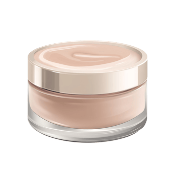 Beige face cream in a clear jar with a gold lid on a transparent background Concept of skincare, beauty, and cosmetics png