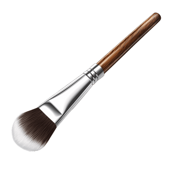 Professional makeup brush with wooden handle and soft bristles on a transparent background Concept of beauty, cosmetics, and makeup tools png