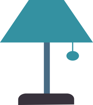 A blue lamp with a black base and a blue shade png