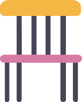 A chair with a pink and yellow top png