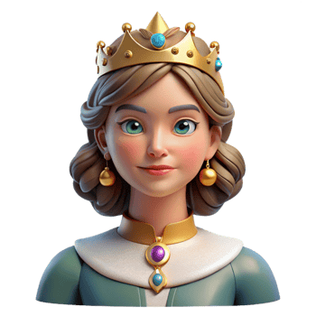 unforgettable avant garde Portrait of a regal queen with a crown of jewels and a commanding presence. Royal portrait lighting. Classical art style precision png