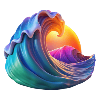 sumptuous iconic A crashing ocean wave at sunset, vibrant colors, dynamic lighting, realistic style, png
