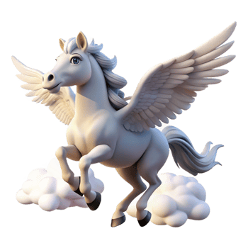 exquisite urban A proud pegasus soaring through the clouds, bright sunlight, hyperrealistic style 4K png