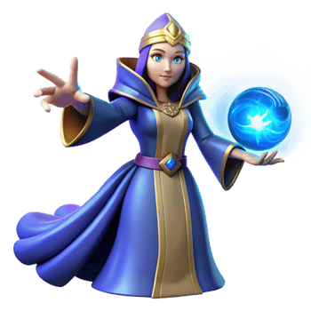 extraordinary exemplary A powerful sorceress summoning a crackling ball of arcane energy, vibrant blue lighting, art deco style png
