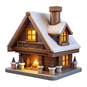energetic alluring A Swiss chalet with wooden beams, a cozy fireplace, snow covered roof, warm interior lighting elite png