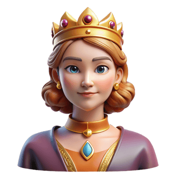 enchanting ethereal coastal Portrait of a regal queen with a crown of jewels and a commanding presence. Royal portrait lighting. Classical art style gallery standard png