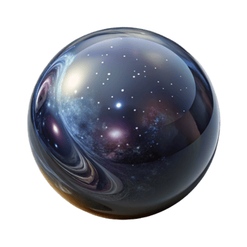 intense majestic A single, perfect sphere of polished obsidian reflecting a distorted galaxy, minimalist style masterfully captured png