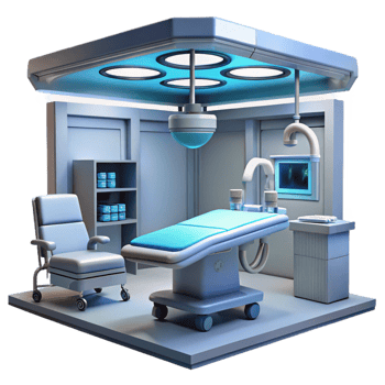 quintessential artistic A futuristic hospital operating room, sterile lighting, photorealistic, concept art, refined png