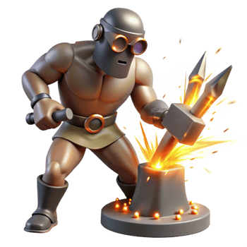 peaceful enchanting A cyclops forging a thunderbolt, sparks flying, mythological realism style, fiery, dramatic lighting, perfect clarity png