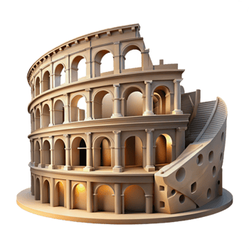 dreamy sumptuous A Roman colosseum, crumbling ruins, dramatic lighting, historical, ancient architecture, flawless png