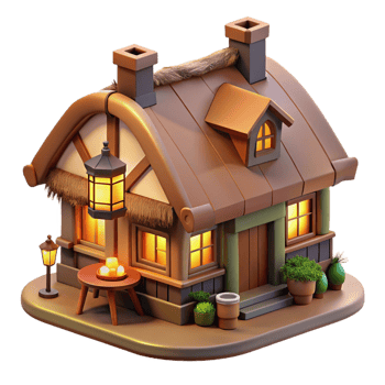enchanting dreamy futuristic A traditional English pub with a thatched roof, warm inviting lighting, cozy interior, traditional decor, sense of community and history fine detail png