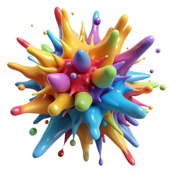 exquisite minimalist A chaotic explosion of paint splatters, forming an abstract expressionist masterpiece, brightly lit professional png