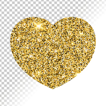 Golden heart with glitter vector