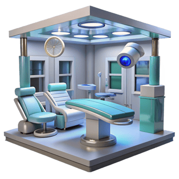 beautiful distinctive A futuristic hospital operating room, sterile lighting, photorealistic, concept art, png