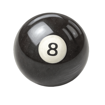 Eight Ball with White Number on Black Billiard Ball Isolated on Transparent Background png