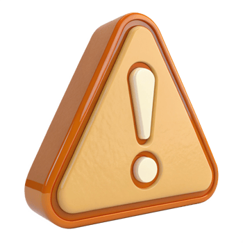 3D Rendering Orange Triangular Warning Sign with Exclamation Point on Transparent Background png
