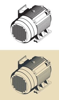 Electric motor stylized isometric illustrations vector