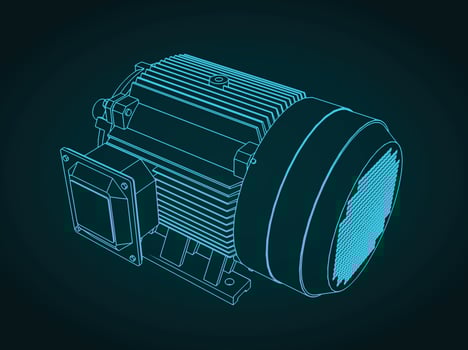 Electric motor blueprint illustration vector